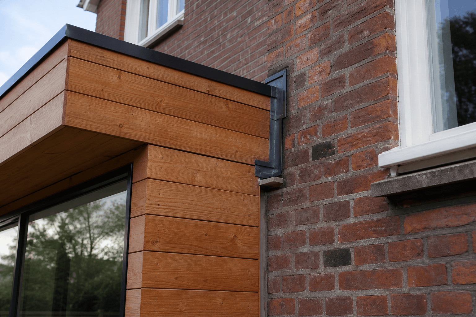 Aansluiting aanbouw op bestaande gevel