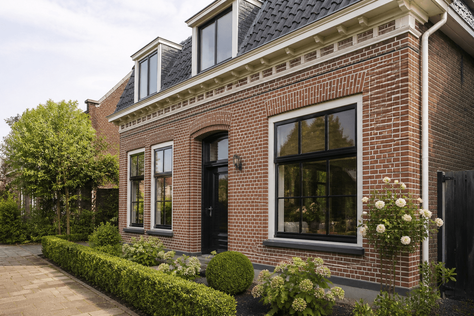 Gerenoveerde gevel van woning in Eefde
